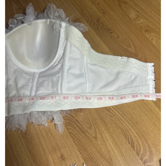 French Kiss White Fluffy Tulle Corset Crop Top Womens M/L Festival Fairy Angel - Picture 12 of 13